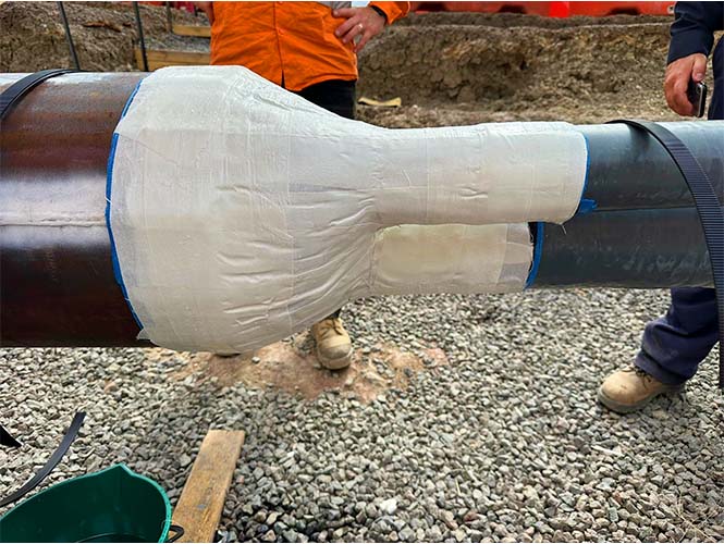 Denso Glass Outerwrap providing additional mechanical protection to steel pipes in VIC, 2023