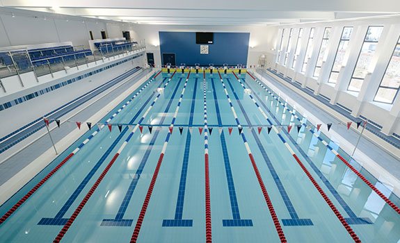 The swimming pool with spectator seating