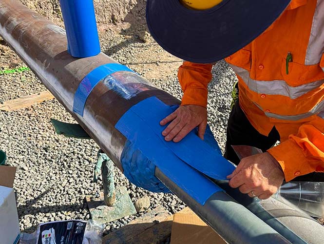 VISCOTAQ ViscoWrap ST feathered application to steel pipe in VIC, 2023